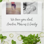 Dag 2 Foto Collage van de beste slechte vader Theedoek (Gevouwen)