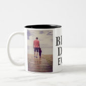 Dag 2 Foto Collage van de beste slechte vader Tweekleurige Koffiemok (Links)