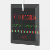 Dag 2 Kujichagulia Principle Kwanzaa Glas Ornament (Voorkant links)
