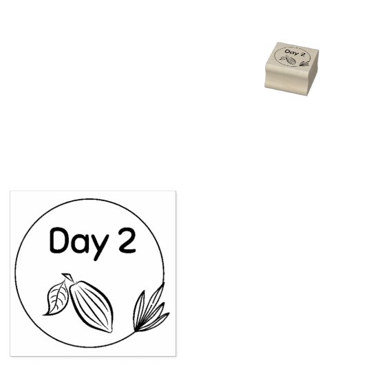 Dag 2, postzegel op cacao rubberstempel (Gestempeld)