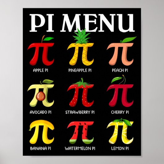 Dag 314 menu grappige fruit taart menu wiskunde le poster (Voorkant)