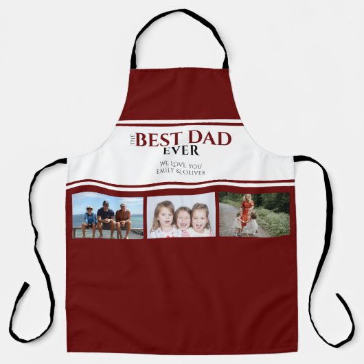 Dag 3 Foto Collage van beste pap Ever Red Father Schort (Voorkant)