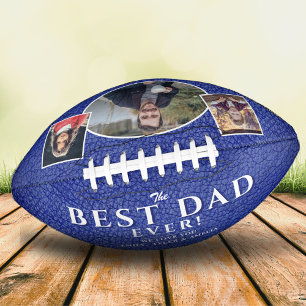 Dag 3 Foto Collage van de beste vader Blue Leather American Football
