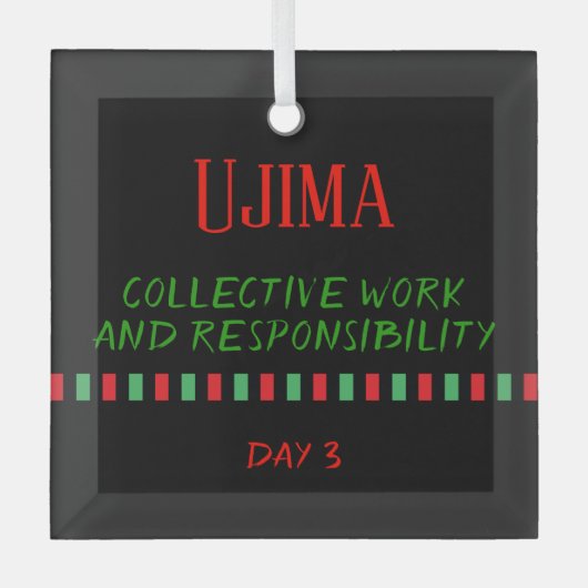 Dag 3 Ujima Principe Kwanzaa Glas Ornament (Voorkant)