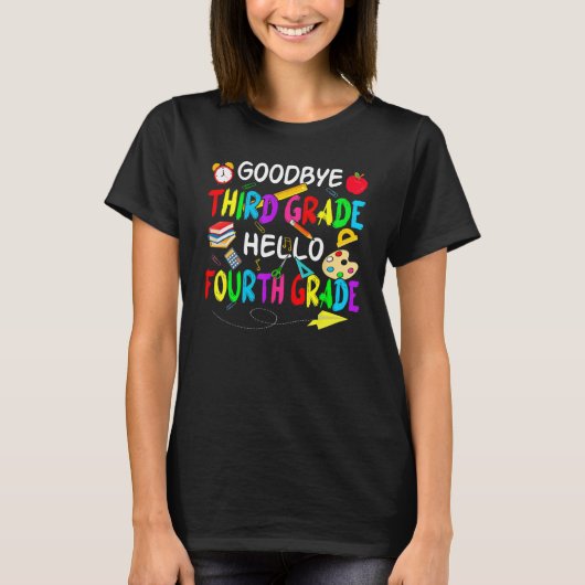 Dag 3de graad Hallo 4e graad Eerste dag Terug T-shirt (Voorkant)