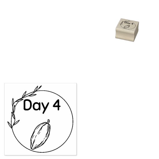 Dag 4 cacaobeuk rubberstempel (Gestempeld)
