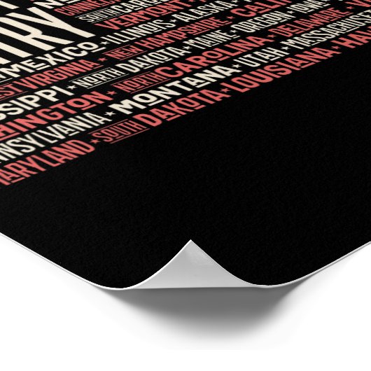 Dag 4 juli Amerikaanse vlag Amerika State kaart Na Poster (Hoek)