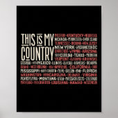 Dag 4 juli Amerikaanse vlag Amerika State kaart Na Poster (Voorkant)