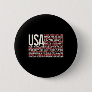 Dag 4 juli Amerikaanse vlag Amerika State kaart Na Ronde Button 5,7 Cm