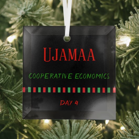 Dag 4 Ujamaa Beginsel Kwanzaa Glas Ornament (Insitu)