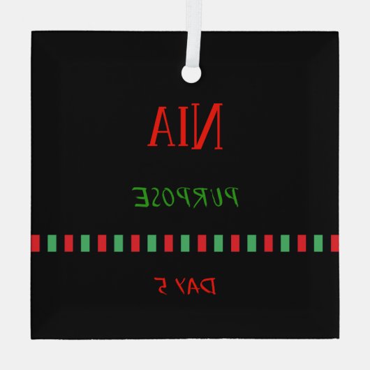 Dag 5 Nia Principle Kwanzaa Glas Ornament (Achterkant)