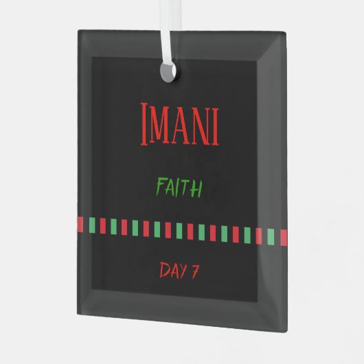 Dag 7 Imani Kwanzaa Glas Ornament (Voorkant links)