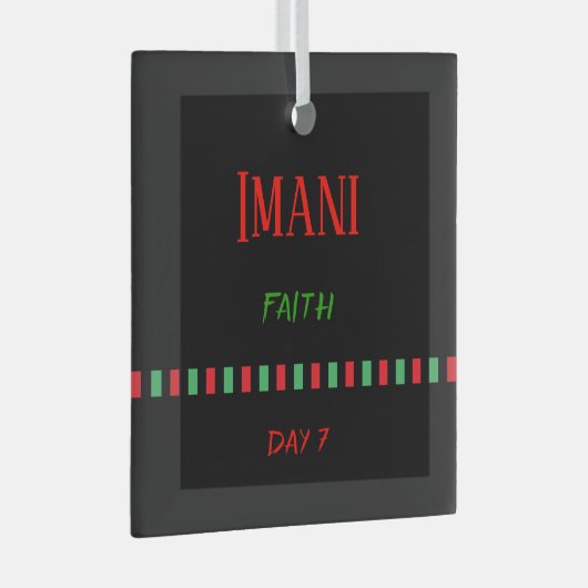 Dag 7 Imani Kwanzaa Glas Ornament (Voorkant Rechts)