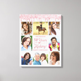 Dag 8 Foto's Roos Gold Pink Glitter Drip Canvas Afdruk