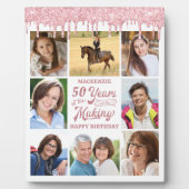 Dag 8 Foto's Roos Gold Pink Glitter Drip Fotoplaat (Voorkant)