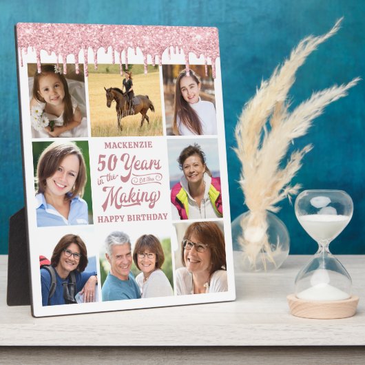 Dag 8 Foto's Roos Gold Pink Glitter Drip Fotoplaat (Zijkant)