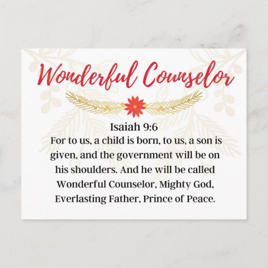 Dag 9. Namen van Jezus | Prachtige raadsman Advent Briefkaart (Achterkant)