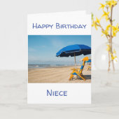 DAG BIJ DE BEACH BIRTHDAY WISH NIECE KAART (Gele Bloem)