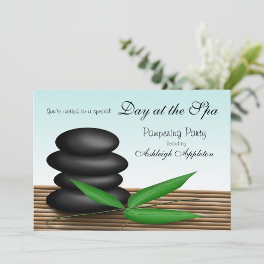 "Dag bij de Spa" Pampering Party Uitnodigingen (Staand voorkant)
