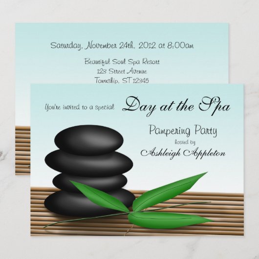 "Dag bij de Spa" Pampering Party Uitnodigingen (Voorkant / Achterkant)