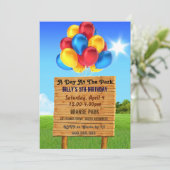 Dag bij de uitnodiging van de Park Birthday Party (Staand voorkant)