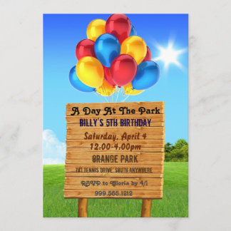 Dag bij de uitnodiging van de Park Birthday Party
