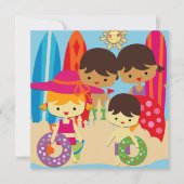 Dag bij het strand Zwemmen Verjaardag Uitnodiginge Kaart (Voorkant)