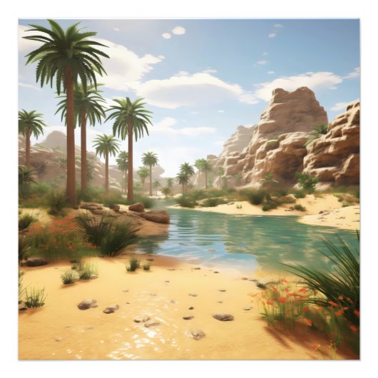 Dag bij Oasis Foto Afdruk (Voorkant)