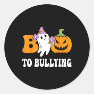Dag Boo naar Pesten Bewustzijn Ghost Pumpkin Sinaa Ronde Sticker