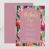 Dag Brunch Mauve Pink, kleurrijke Floral Kaart (Voorkant / Achterkant)