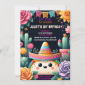 dag cactus schattig uno taco eerste fiesta 1e verj kaart (Voorkant)