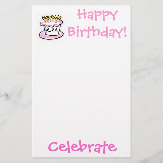 Dag, Celebrate, Fijne verjaardag! Briefpapier (Voorkant)