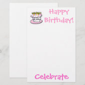 Dag, Celebrate, Fijne verjaardag! Briefpapier (Voorkant / Achterkant)