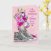 Dag, Cool Girl, Sneakers zwart/wit Kaart (Gele Bloem)