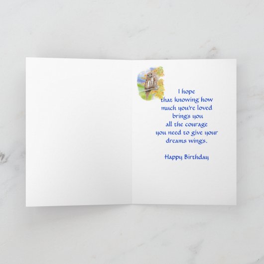 Dag, Cute Barred Owl met Aanmoediging Verse Kaart (Binnen)