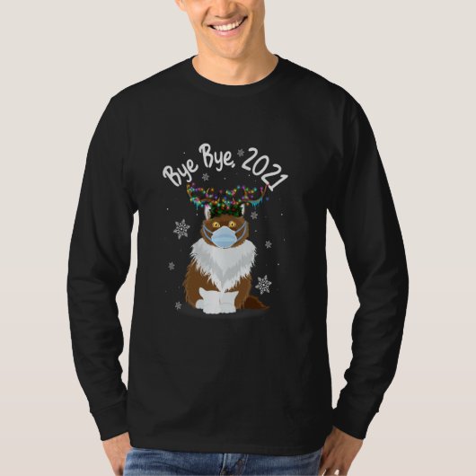 Dag dag 2021 Kat Face Mask Reindeer Light Funny Ca T-shirt (Voorkant)