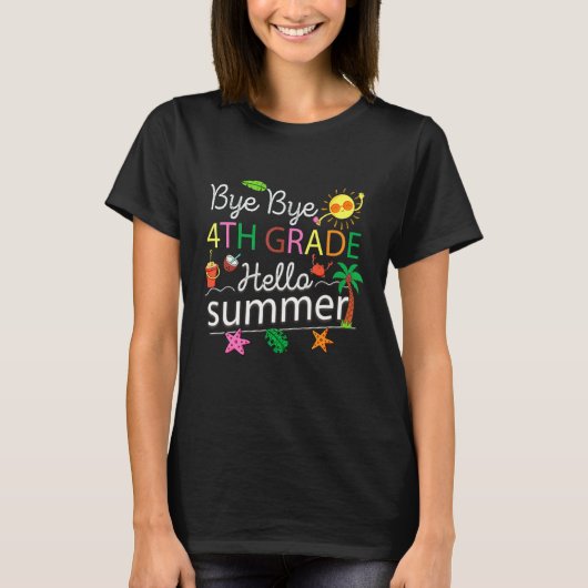 Dag dag 4e klas Hallo Zomer Afgelopen dag school T-shirt (Voorkant)
