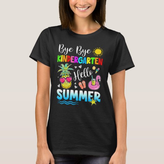 Dag Dag dag Kindergarten Hallo zomervakantie T-shirt (Voorkant)