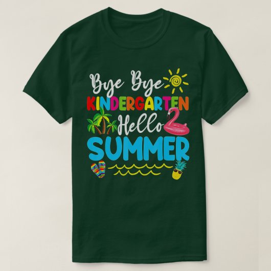 Dag Dag Kindergarten Hallo zomerleraar T-shirt (Design voorkant)