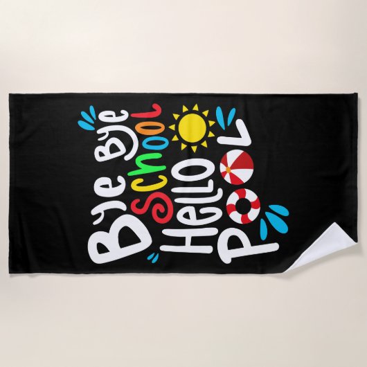 Dag Dag School Hallo Pool I Strandlaken (Voorkant)