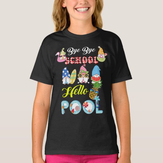 Dag Dag School Hallo Pool Shirt Summer Student Fun (Voorkant)