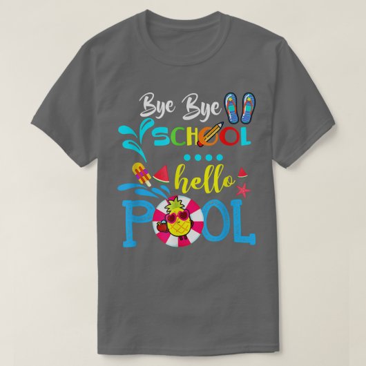 Dag, dag school Hallo Pool Summer Happy Last Day v T-shirt (Design voorkant)