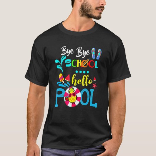 Dag, dag school Hallo Pool Summer Happy Last Day v T-shirt (Voorkant)