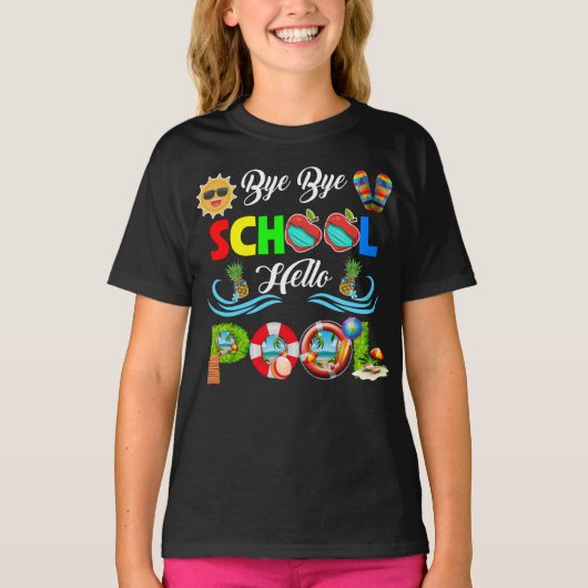 Dag Dag School Hallo Pool Teacher Squad Summer T-shirt (Voorkant)