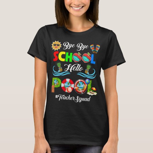 Dag Dag School Hallo Pool Teacher Squad Summer T-shirt (Voorkant)
