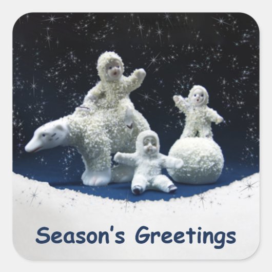 Dag Dag Snow Babies Vierkante Sticker (Voorkant)
