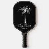 Dag Dinker Custom Zwart Wit Palm Tree Grappig Pickleball Paddle (Voorkant)