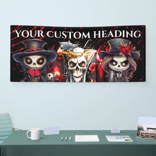 Dag dode skelet cocktail Halloween spooky DIY Spandoek (Beurs)