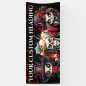 Dag dode skelet cocktail Halloween spooky DIY Spandoek (Verticaal)