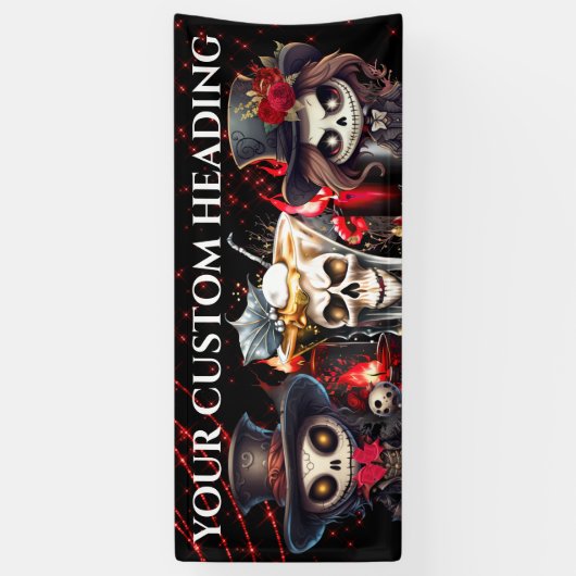 Dag dode skelet cocktail Halloween spooky DIY Spandoek (Verticaal)